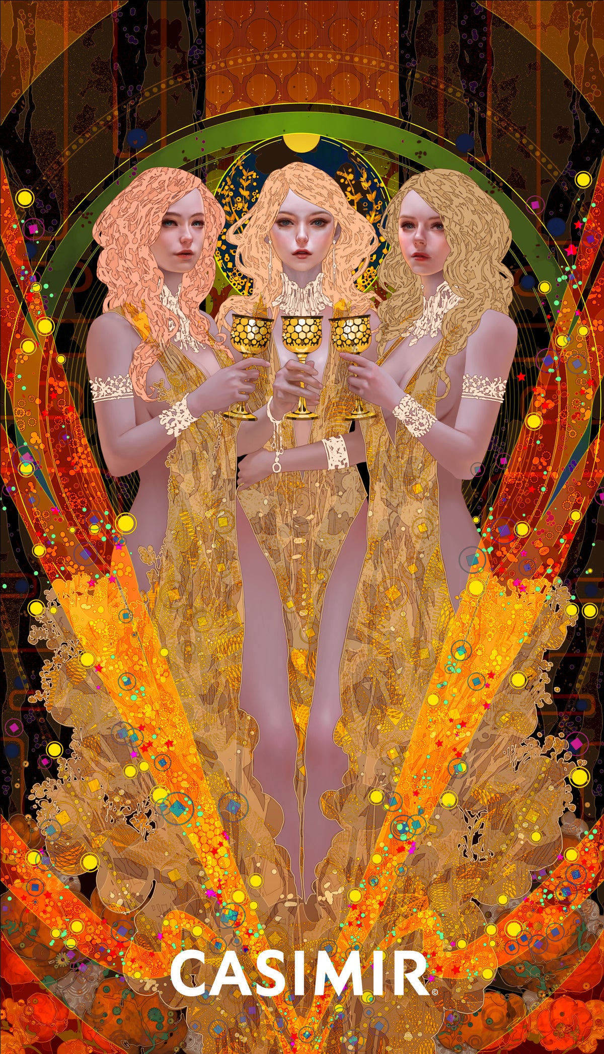 聖杯三｜Three of Cups｜CASIMIR｜版畫