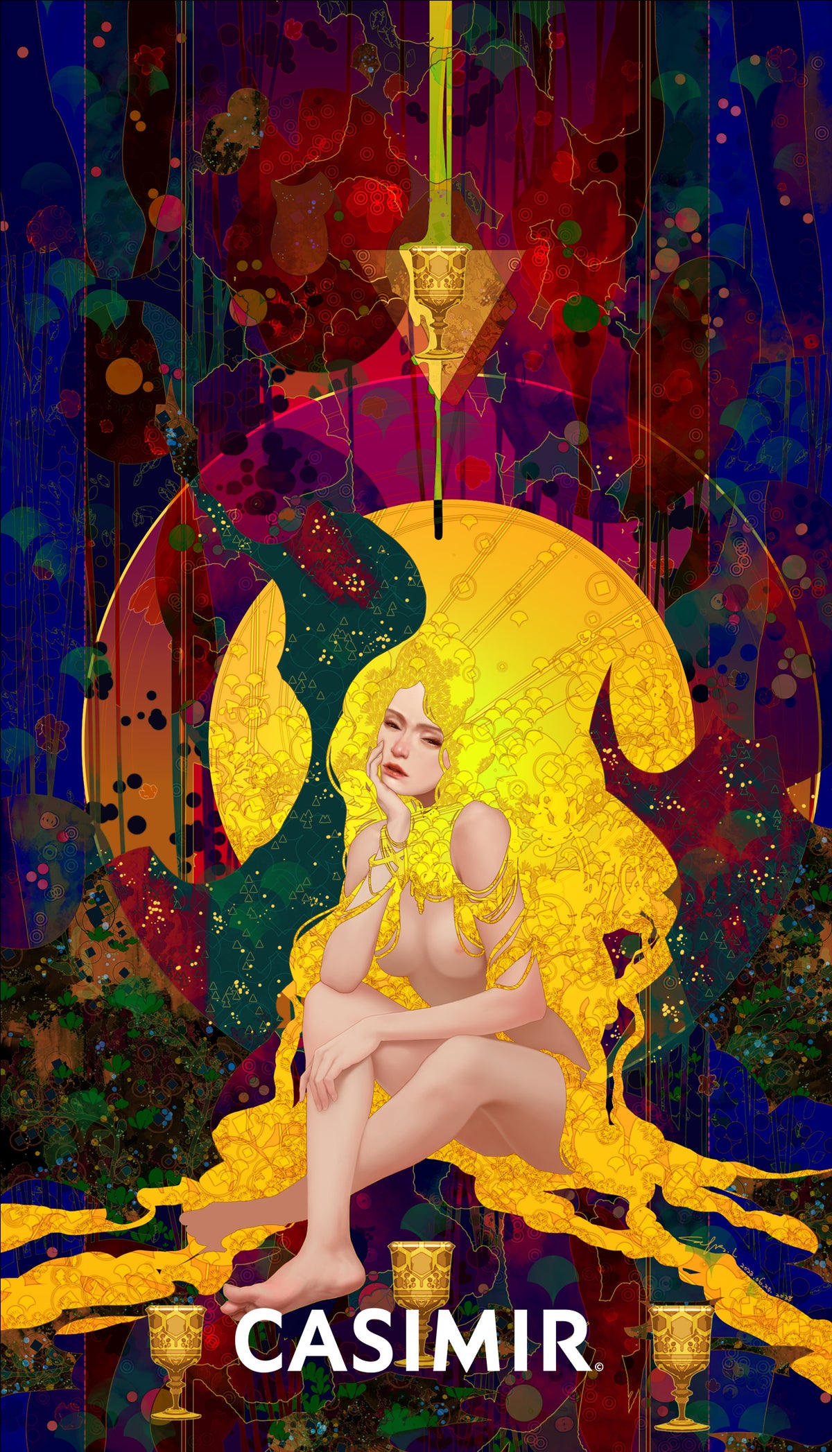 聖杯四｜Four of Cups｜CASIMIR｜版畫